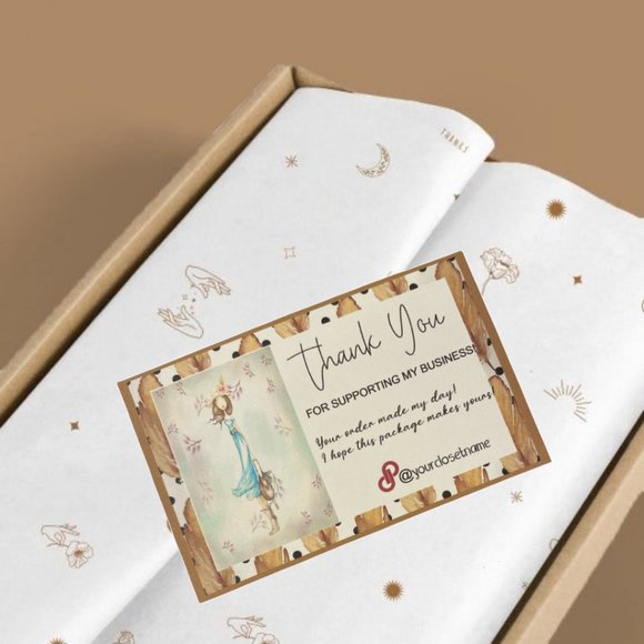 100    Thank you Card with boho & girl pattern - Picture 2 of 15